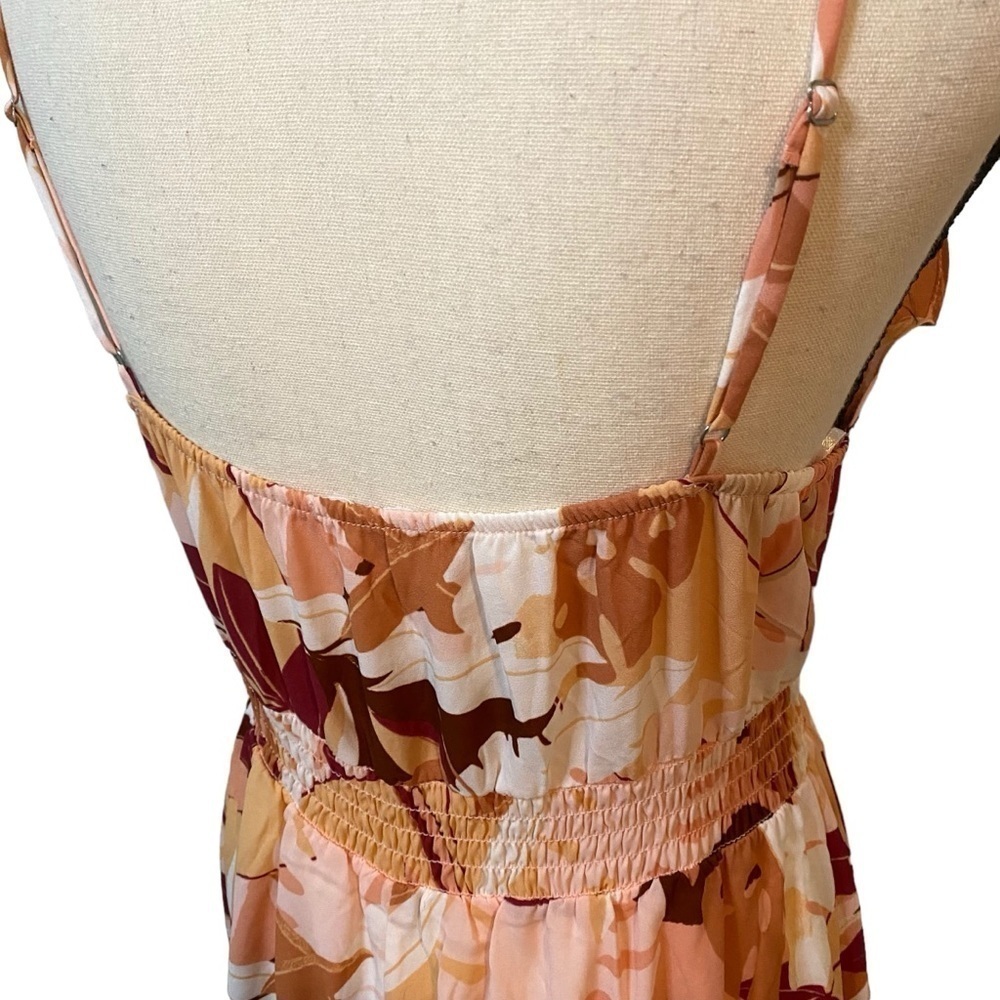 Sienna Sky Smocked Midi Floral Dress Coral Sundress Sz M - Picture 5 of 13